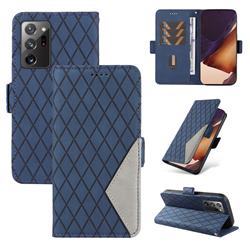 Grid Pattern Splicing Protective Wallet Case Cover for Samsung Galaxy Note 20 Ultra - Blue