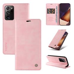 YIKATU Litchi Card Magnetic Automatic Suction Leather Flip Cover for Samsung Galaxy Note 20 Ultra - Pink