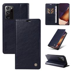 YIKATU Litchi Card Magnetic Automatic Suction Leather Flip Cover for Samsung Galaxy Note 20 Ultra - Navy Blue