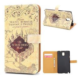 The Marauders Map Leather Wallet Case for Samsung Galaxy Note 3 N9000 N9005