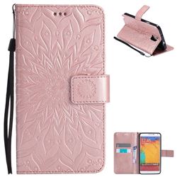 Embossing Sunflower Leather Wallet Case for Samsung Galaxy Note 3 N900 - Rose Gold