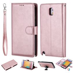 Retro Greek Detachable Magnetic PU Leather Wallet Phone Case for Samsung Galaxy Note 3 N900 - Rose Gold