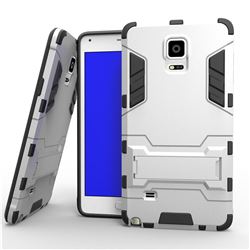 Armor Premium Tactical Grip Kickstand Shockproof Dual Layer Rugged Hard Cover for Samsung Galaxy Note 4 - Silver