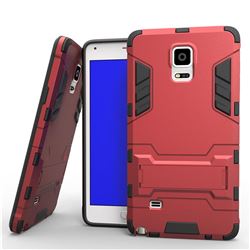 Armor Premium Tactical Grip Kickstand Shockproof Dual Layer Rugged Hard Cover for Samsung Galaxy Note 4 - Wine Red