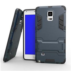 Armor Premium Tactical Grip Kickstand Shockproof Dual Layer Rugged Hard Cover for Samsung Galaxy Note 4 - Navy