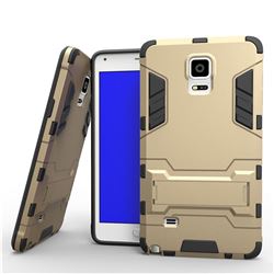Armor Premium Tactical Grip Kickstand Shockproof Dual Layer Rugged Hard Cover for Samsung Galaxy Note 4 - Golden
