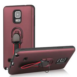 Raytheon Multi-function Ribbon Stand Back Cover for Samsung Galaxy Note 4 - Wine Red