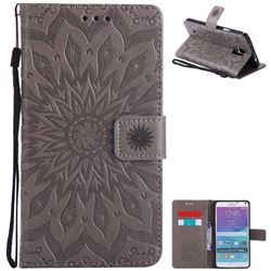 Embossing Sunflower Leather Wallet Case for Samsung Galaxy Note4 - Gray