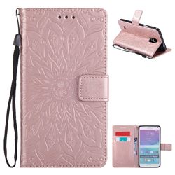 Embossing Sunflower Leather Wallet Case for Samsung Galaxy Note4 - Rose Gold