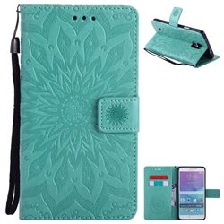 Embossing Sunflower Leather Wallet Case for Samsung Galaxy Note4 - Green