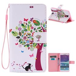 Cat and Tree PU Leather Wallet Case for Samsung Galaxy Note4