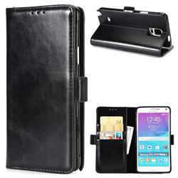 Luxury Crazy Horse PU Leather Wallet Case for Samsung Galaxy Note4 - Black