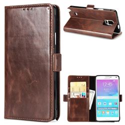 Luxury Crazy Horse PU Leather Wallet Case for Samsung Galaxy Note4 - Coffee