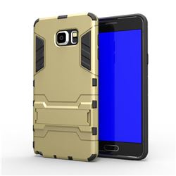 Armor Premium Tactical Grip Kickstand Shockproof Dual Layer Rugged Hard Cover for Samsung Galaxy Note 5 - Golden