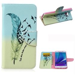 Feather Bird Leather Wallet Case for Samsung Galaxy Note 5