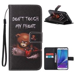 Angry Bear PU Leather Wallet Case for Samsung Galaxy Note 5