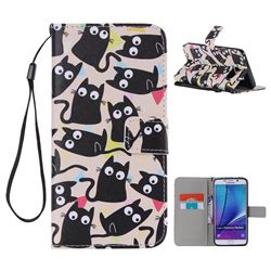 Cute Kitten Cat PU Leather Wallet Case for Samsung Galaxy Note 5