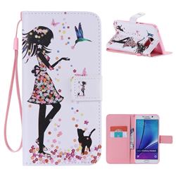 Petals and Cats PU Leather Wallet Case for Samsung Galaxy Note 5