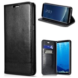 Magnetic Suck Stitching Slim Leather Wallet Case for Samsung Galaxy Note 5 - Black