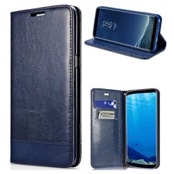 Magnetic Suck Stitching Slim Leather Wallet Case for Samsung Galaxy Note 5 - Sapphire