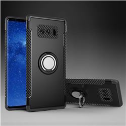 Armor Anti Drop Carbon PC + Silicon Invisible Ring Holder Phone Case for Samsung Galaxy Note 8 - Black