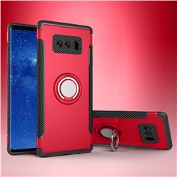 Armor Anti Drop Carbon PC + Silicon Invisible Ring Holder Phone Case for Samsung Galaxy Note 8 - Red