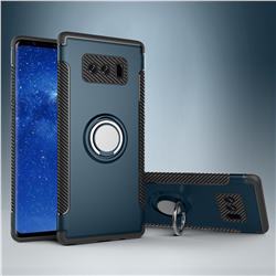 Armor Anti Drop Carbon PC + Silicon Invisible Ring Holder Phone Case for Samsung Galaxy Note 8 - Navy