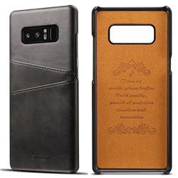 Suteni Retro Classic Card Slots Calf Leather Coated Back Cover for Samsung Galaxy Note 8 - Black