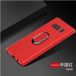 Anti-fall Invisible 360 Rotating Ring Grip Holder Kickstand Phone Cover for Samsung Galaxy Note 8 - Red
