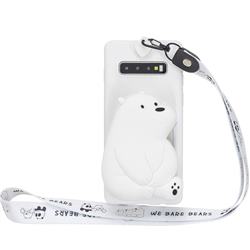 White Polar Bear Neck Lanyard Zipper Wallet Silicone Case for Samsung Galaxy Note 8
