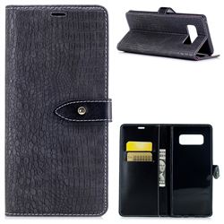 Luxury Retro Crocodile PU Leather Wallet Case for Samsung Galaxy Note 8 - Dark Gray