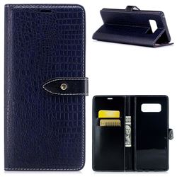 Luxury Retro Crocodile PU Leather Wallet Case for Samsung Galaxy Note 8 - Sapphire