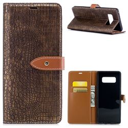 Luxury Retro Crocodile PU Leather Wallet Case for Samsung Galaxy Note 8 - Gold