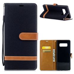 Jeans Cowboy Denim Leather Wallet Case for Samsung Galaxy Note 8 - Black