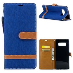 Jeans Cowboy Denim Leather Wallet Case for Samsung Galaxy Note 8 - Sapphire
