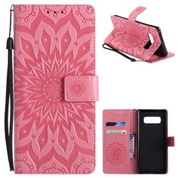 Embossing Sunflower Leather Wallet Case for Samsung Galaxy Note 8 - Pink