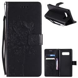Embossing Butterfly Tree Leather Wallet Case for Samsung Galaxy Note 8 - Black