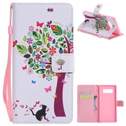 Cat and Tree PU Leather Wallet Case for Samsung Galaxy Note 8