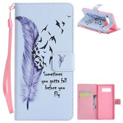 Feather Birds PU Leather Wallet Case for Samsung Galaxy Note 8