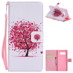 Colored Red Tree PU Leather Wallet Case for Samsung Galaxy Note 8