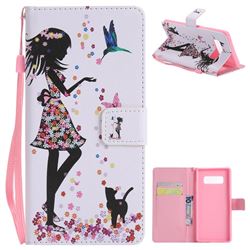Petals and Cats PU Leather Wallet Case for Samsung Galaxy Note 8