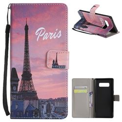 Paris Eiffel Tower PU Leather Wallet Case for Samsung Galaxy Note 8