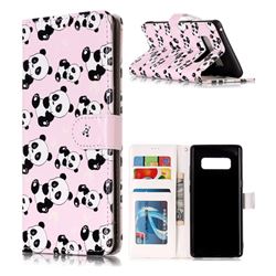 Cute Panda 3D Relief Oil PU Leather Wallet Case for Samsung Galaxy Note 8