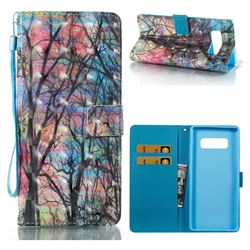 Color Tree 3D Painted Leather Wallet Case for Samsung Galaxy Note 8