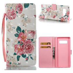 Chinese Rose 3D Painted Leather Wallet Case for Samsung Galaxy Note 8