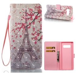 Plum Tower 3D Painted Leather Wallet Case for Samsung Galaxy Note 8
