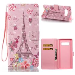 Butterfly Tower 3D Painted Leather Wallet Case for Samsung Galaxy Note 8