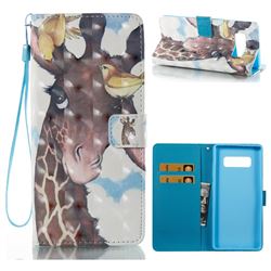 Birds Giraffe 3D Painted Leather Wallet Case for Samsung Galaxy Note 8