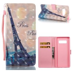 Leaning Eiffel Tower 3D Painted Leather Wallet Case for Samsung Galaxy Note 8
