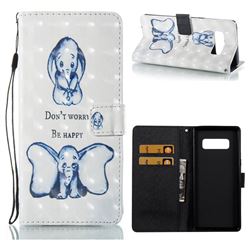 Be Happy Elephant 3D Painted Leather Wallet Case for Samsung Galaxy Note 8